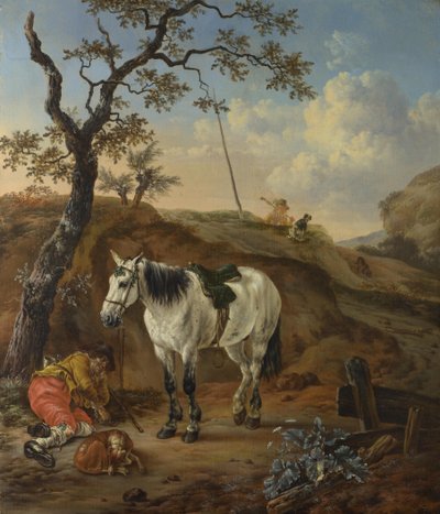 A White Horse Standing by a Sleeping Man by Pieter Cornelisz. Verbeeck